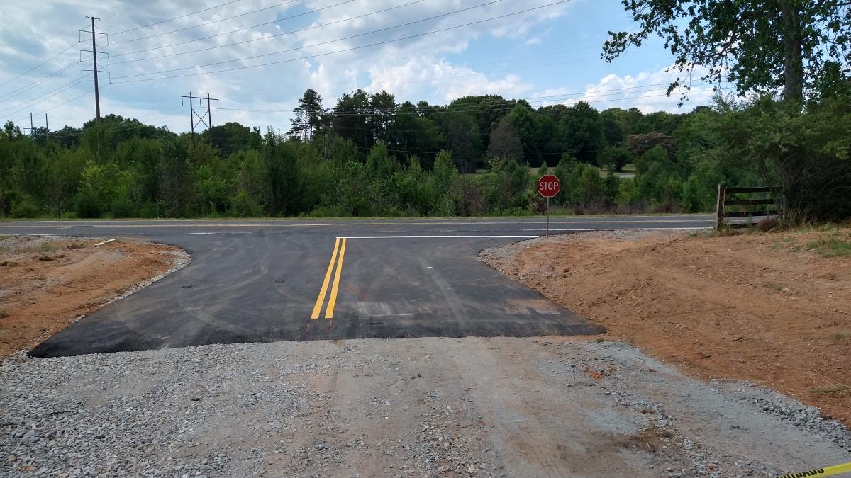 Pavement at end of entrance